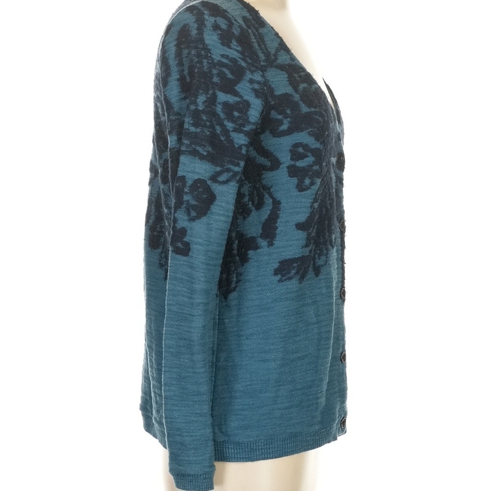 Moth Teal Cardigan with Navy Floral Design - Picture 3 of 6